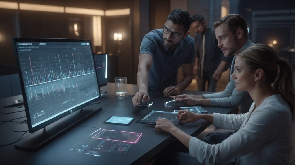 Équipe collaborant sur un projet numérique, illustrant la stratégie digitale des associations.