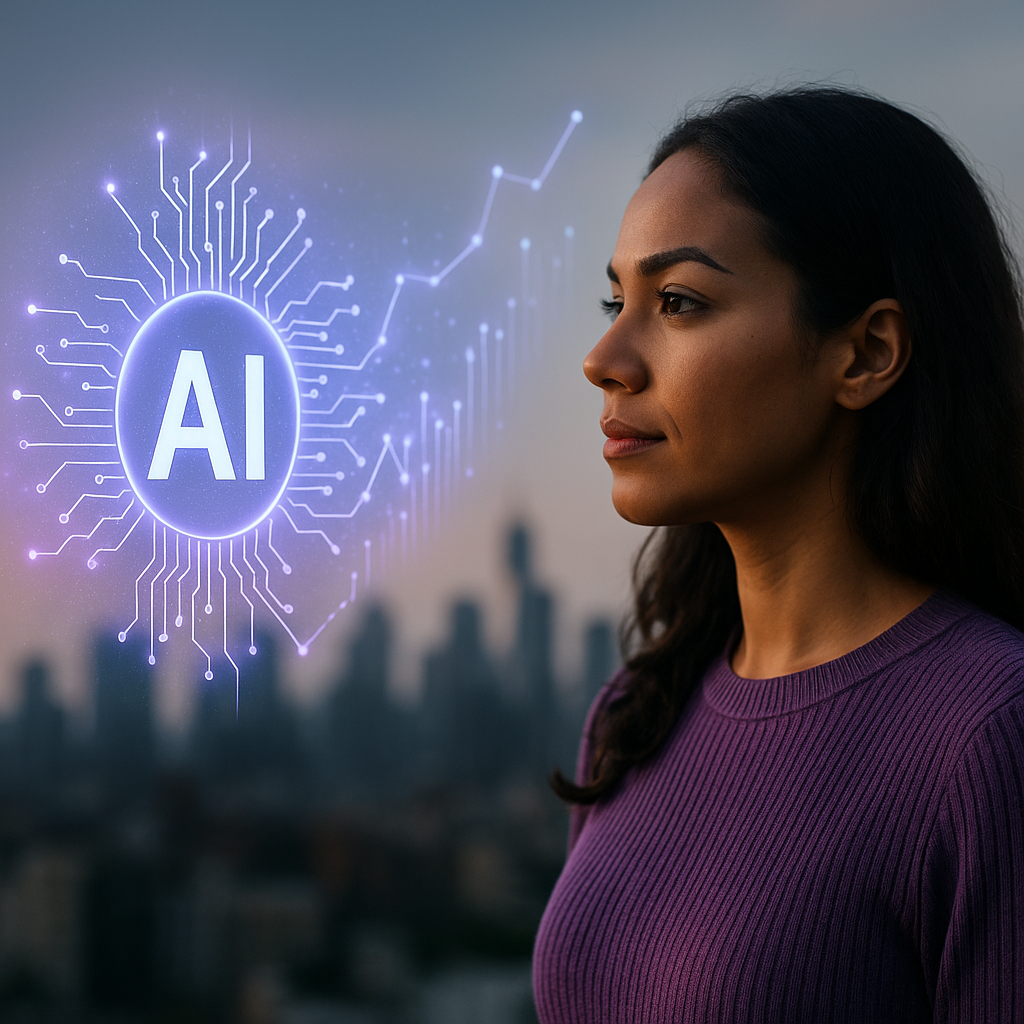 Femme contemplative et intelligence artificielle