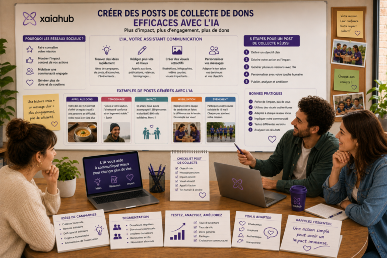 Créer des posts de collecte de dons avec l’IA pour les réseaux sociaux.